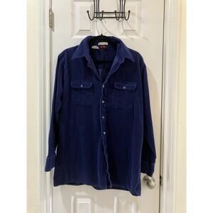 Vintage Country Touch Corduroy Western Shirt Large Blue Pockets Cowboy Vibe